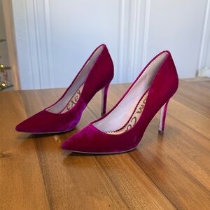 Sam Edelman Velvet Heels in Rich Magenta